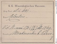 Etiketten zu Coelestin (NHMW-MIN-Ac681)